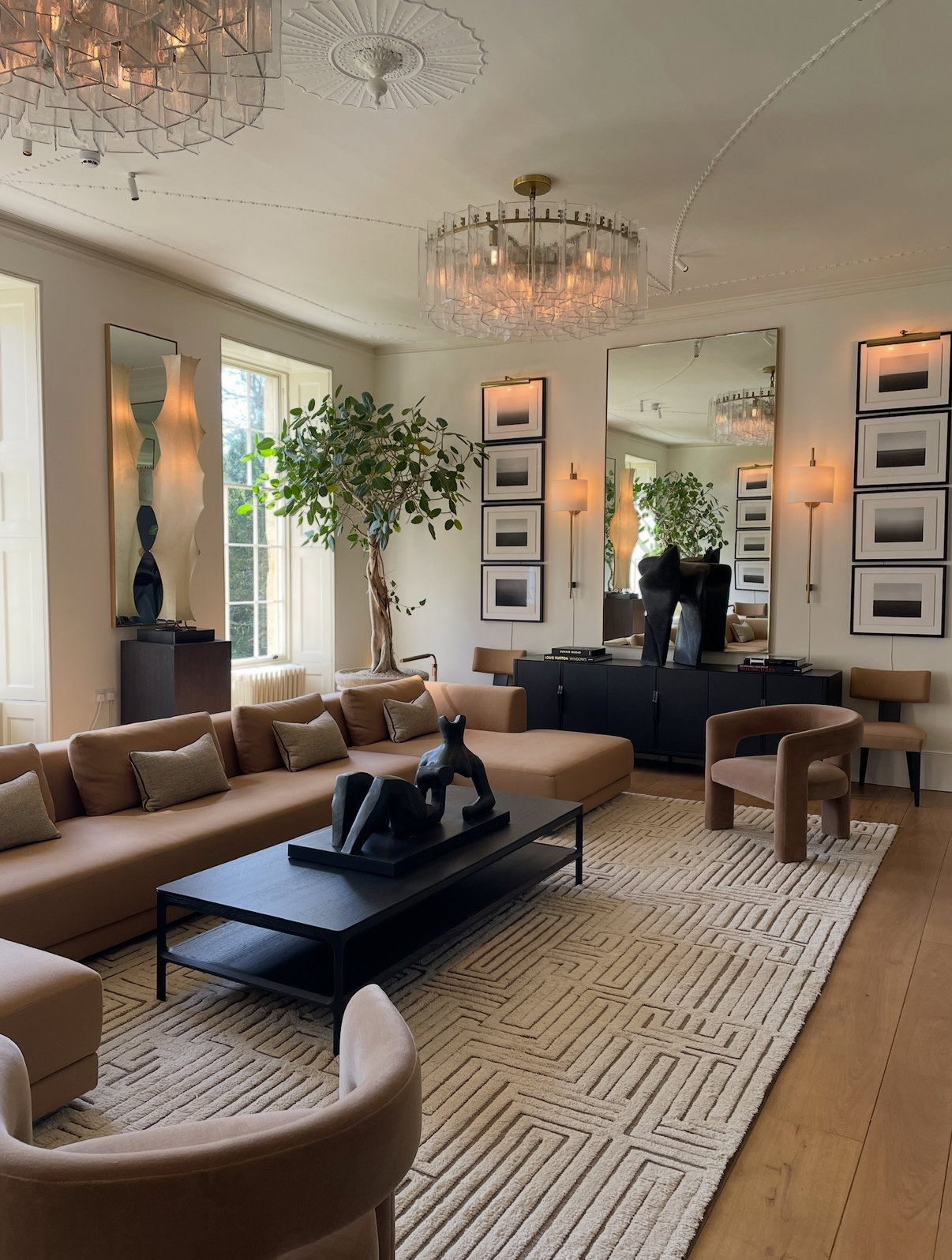 contemporary reception room in neutral shades and lots of texture